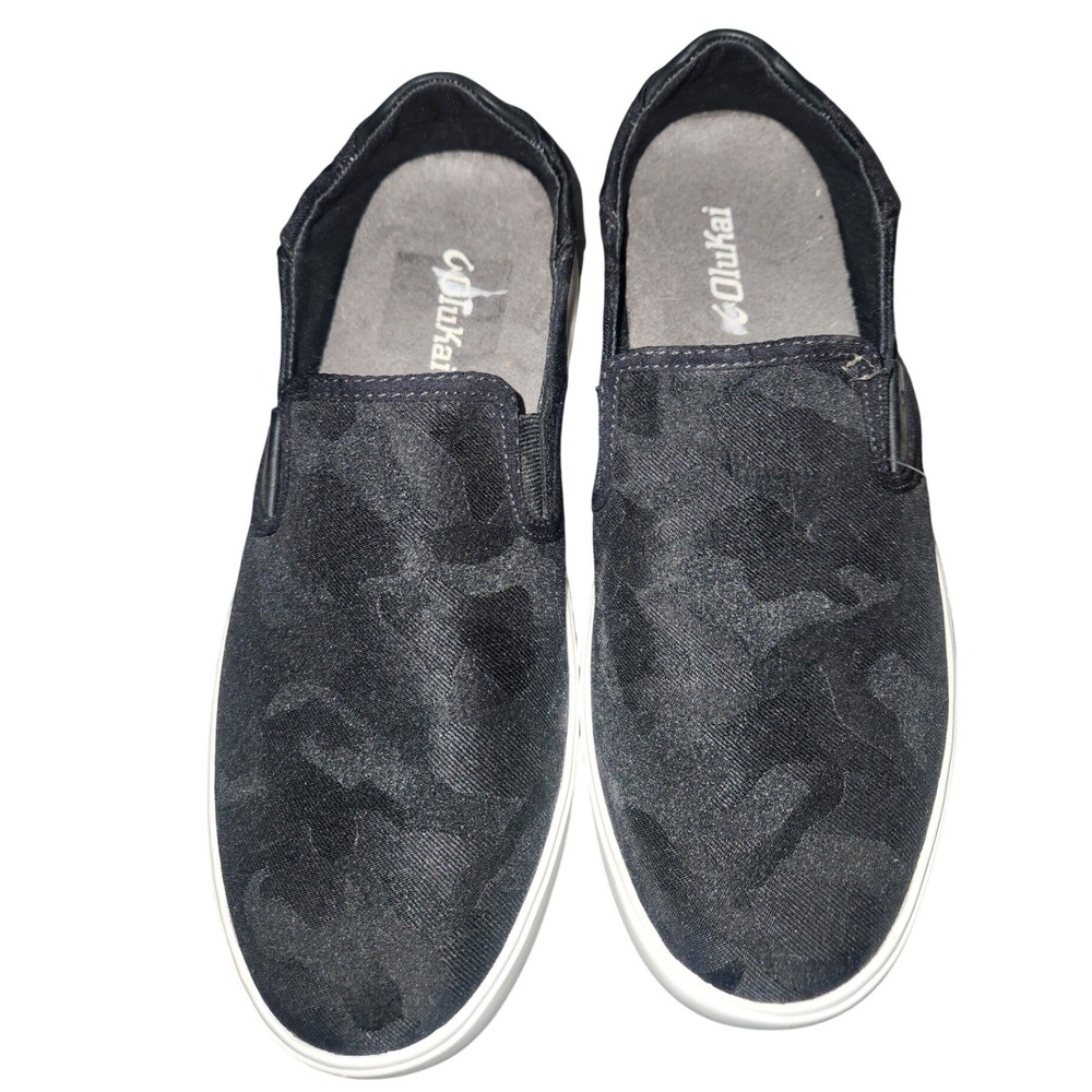 OluKai Lae'ahi Pa'i Mens Slip-On Sneakers Lava Rock Camo Black 10444-LRKE Size 9
